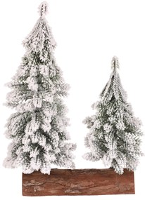 Dekoracja świąteczna Choinki na pniu - duo, 26 cm, ośnieżone
