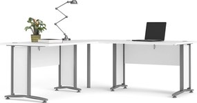 Biurko narożne Prima biały 200x200 szare nogi