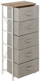 Regał z 5 tekstylnymi szufladami TISS, 45 x 30 x 114 cm