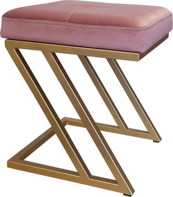 Pufa ZETA tkanina Welur loft ławka podnóżek metal : Kolor Stelaża - Złoty, Kolor tkaniny - VELVET - MG58, Typ tkaniny - Velvet
