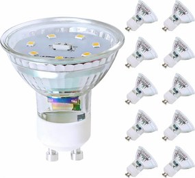 NETTLIFE Opakowanie 10 sztuk ciepłych białych żarówek LED GU10 5W Zamiennik 50W, energooszczędna 3000K 110° Kąt świecenia Żarowy reflektor