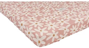 Bawełniane dziecięce prześcieradło z gumką do łóżeczka 60x120 cm Blush Daisies – Malomi Kids