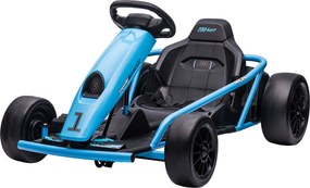HOMCOM Elektryczny Gokart dla Dzieci z Funkcją Driftu, Klakson, Muzyka, Pas Bezpieczeństwa, Miękki Start, Niebieski/Czarny