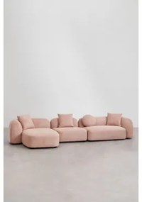 Modułowa 3-częściowa Lewa Sofa Z Szezlongiem W Kolorze Szenilu Coco Tkaniny Szenil Rosa Palote | Daydream Pink - Sklum