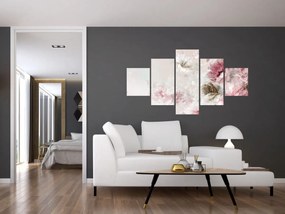 Obraz - Malowanie różowych kwiatów (125x70 cm)