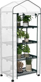 Outsunny Szklarnia foliowa, Treibhaus, Mini-szklarnia, Dom roślinny, Radliny, 4 poziomy półek, 69 x 50 x 165 cm, Biały