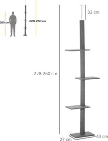 PawHut drapak dla kota, drapak, drzewo do wspinaczki, z regulacją wysokości, drzewo do zabawy, jasnobrązowy