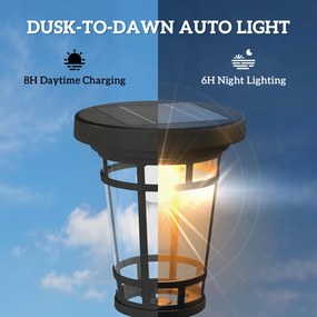 Outsunny Lampa Solarna Stojąca z Donicą 195 cm Zewnętrzna Latarnia Ogrodowa z 2 Poziomami Jasności Czujnik Światła IP44 | Aosom PL