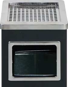 Kosz na śmieci z popielniczką, 240 x 240 x 600 mm, czarny / stal nierdzewna