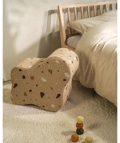 Jasnobrązowy puf dziecięcy z materiału bouclé/z tkaniny szenilowej Terrazzo Cloud – Wigiwama