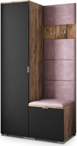 Masseno Garderoba LORI 95/181/51 cm Nowoczesna Szafa do Przedpokoju Dąb lefkas, MONOLITH 62 (Wrzosowy)