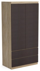 Szafa 90cm Garderoba z 2 szufladami i wieszakiem LUNA Dąb Sonoma/Wenge