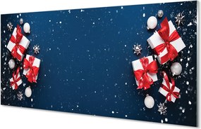 Panel szklany do Kuchni Śnieżne Prezenty i Bombki