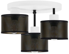 Lampa sufitowa biała trzypunktowa z czarnymi abażurami B-3030WE-SC E27