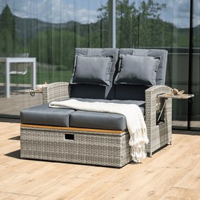 Sofa ogrodowa rattanowa MALORY, szary/naturalny