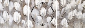 Obraz - Ułożone tulipany (z zegarem) (90x30 cm)