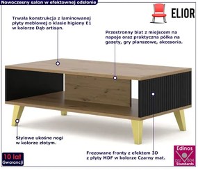 Ława kawowa dąb artisan z czarnymi lamelami - Melis 13X