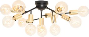 Designerska lampa sufitowa czarna ze złotem 12-świateł - Juul
