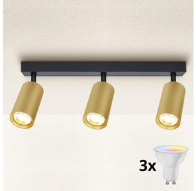 Brilagi - LED ściemnialna oprawa punktowa SELE GOLDEN 3xGU10/6,5W/230V czarna/złota
