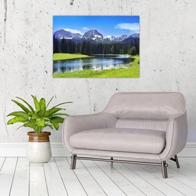 Obraz na szkle - Ośnieżone szczyty górskie (70x50 cm)