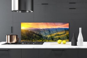 Szkło Ozdobne do Kuchni Sielska Łąka w Zachodzącym Słońcu