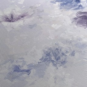 Obraz - Kwiaty, teksturowane malarstwo (z zegarem) (90x30 cm)