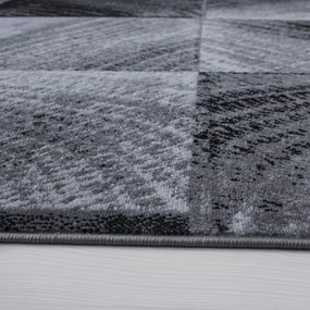 Dywan nowoczesny Plus Kwadraty szaro-czarny 80 cm x 300 cm