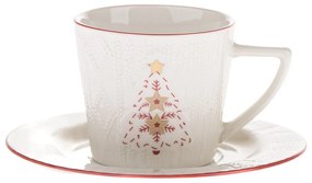 Biała porcelanowa filiżanka ze świątecznym motywem 110 ml Xmas Tree – Dakls