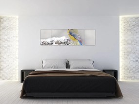 Obraz - Sikora modraszka w lesie (170x50 cm)
