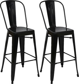 Metalowy stołek barowy MCW-A73 (zestaw 2 sztuk),  czarny