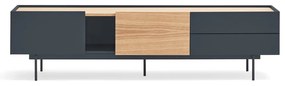 Antracytowo-naturalna szafka pod TV w dekorze dębu 180x45 cm Otto – Teulat