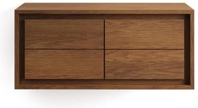 Ciemnobrązowa wisząca szafka pod umywalkę z litego drewna tekowego 90x40 cm Kenta – Kave Home