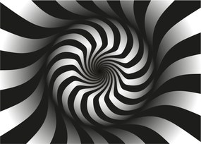 Obraz na szkle - Abstrakcyjny obraz czarno - białej spirali (70x50 cm)