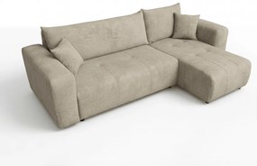 Beżowa rozkładana narożna sofa SORELA, dwustronna + 2 poduszki GRATIS