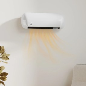 HOMCOM Ścienny grzejnik nadmuchowy 2000W ceramiczny grzejnik ścienny z wentylatorem, 2 poziomy mocy, wyświetlacz LED, termostat, biały | Aosom PL