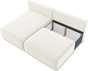 Kremowy aksamitny rozkładany/ze schowkiem narożnik (lewostronny/z szezlongiem) Kalena – Makamii