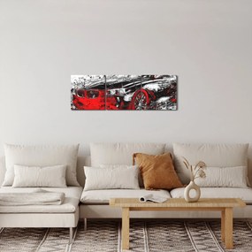 Obraz - Malowany samochód w akcji (z zegarem) (90x30 cm)