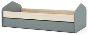 Łóżko dziecięce w dekorze sosny z wysuwanym łóżkiem ze schowkiem ze stelażem 90x200 cm w naturalnym kolorze/szarozielone Estefania – Marckeric