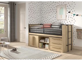 Podwyższone łóżko dziecięce ze schowkiem i stelażem 90x200 cm Sam – Vipack