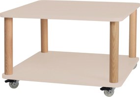 Kwadratowy stolik kawowy na kółkach Ashme z kolorowym blatem 64x64 cm