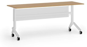 Mobilny stół PRIMO MOVE, 1800 x 600 mm, podstawa biała, buk