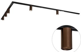 Nowoczesny system oświetlenia szynowego z 5 reflektorami, ciemny brąz, 1-fazowy, GU10, 35 mm - Iconic Ruby