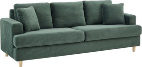Kanapa 3-osobowa z zielonego weluru sztruksowego YOCABA