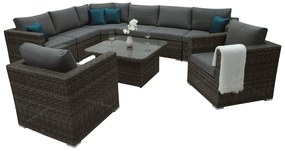 Zestaw rattanowy MALIBU dla 8 osób (szary)