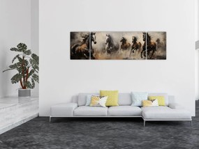 Obraz - Obraz olejny przedstawiający konie (170x50 cm)