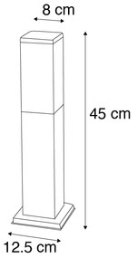 Zewnetrzna Nowoczesna lampa słupkowa zewnętrzna, ciemnoszara z opalowym szkłem, 45 cm, IP44 - Malios Nowoczesny Oswietlenie zewnetrzne