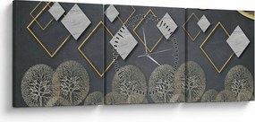 Obraz abstrakcji (z zegarem) (90x30 cm)