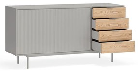 Szaro-naturalna niska komoda w dekorze dębu 159x80 cm Sierra – Teulat