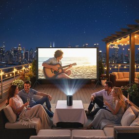 HOMCOM 254 cm 16:9 HD 4K/8K ekran projektora ze statywem, przenośny dwustronny ekran ze składanymi statywami, biały | Aosom PL