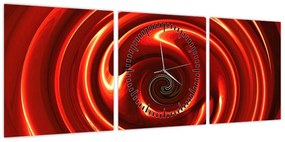 Abstrakcyjny obraz - czerwona spirala (z zegarem) (90x30 cm)